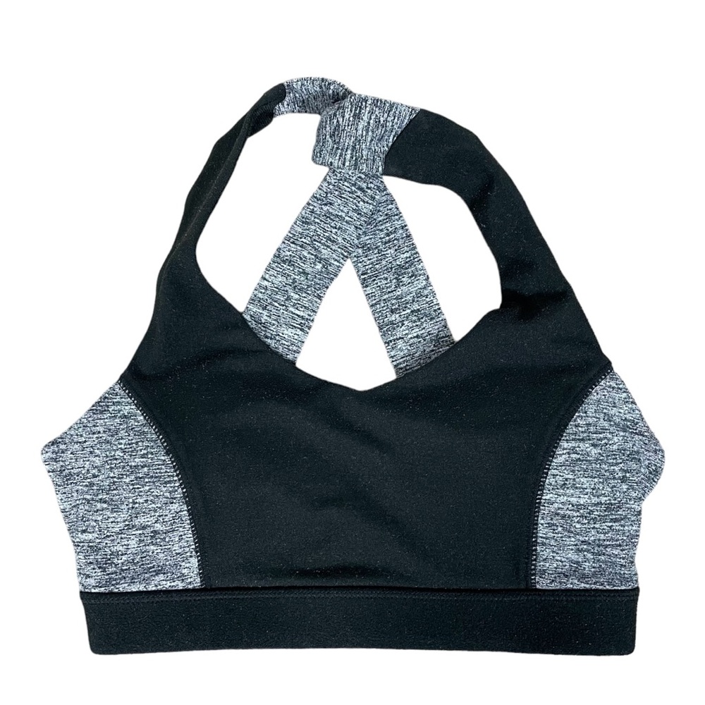 Gaiam Taylor Twist Back Black and Grey Yoga Sports Bra Size XS